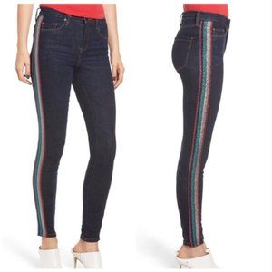 BlankNYC The Bond Metallic Side Stripe Jeans sz 27